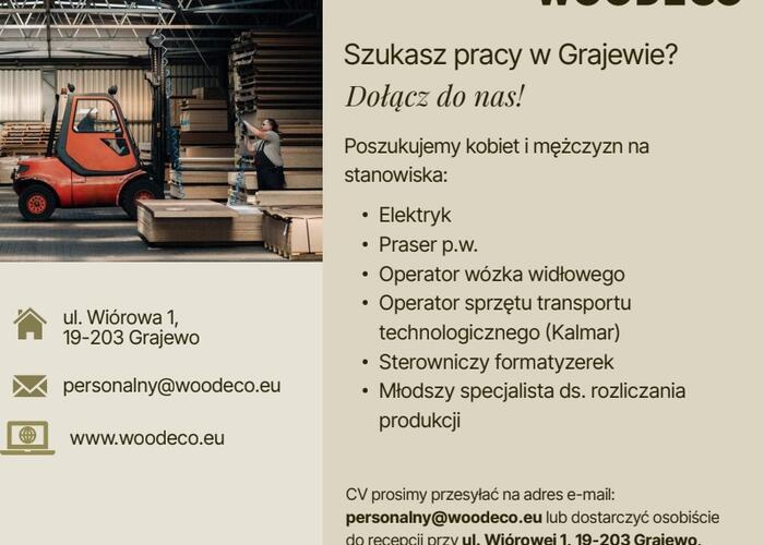 Grajewo ogłoszenia: Poszukujemy pracowników w Grajewie - zatrudnienie w spółce...